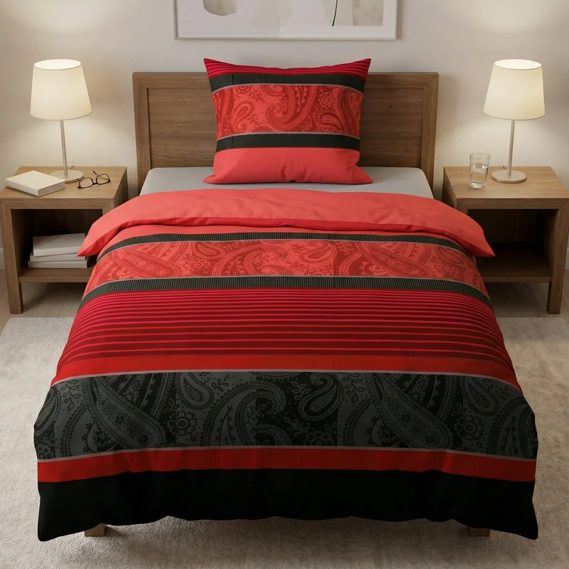Bettwäsche Satin CAMBRIDGE Rubin 155 x 220 cm und 80 x 80 cm