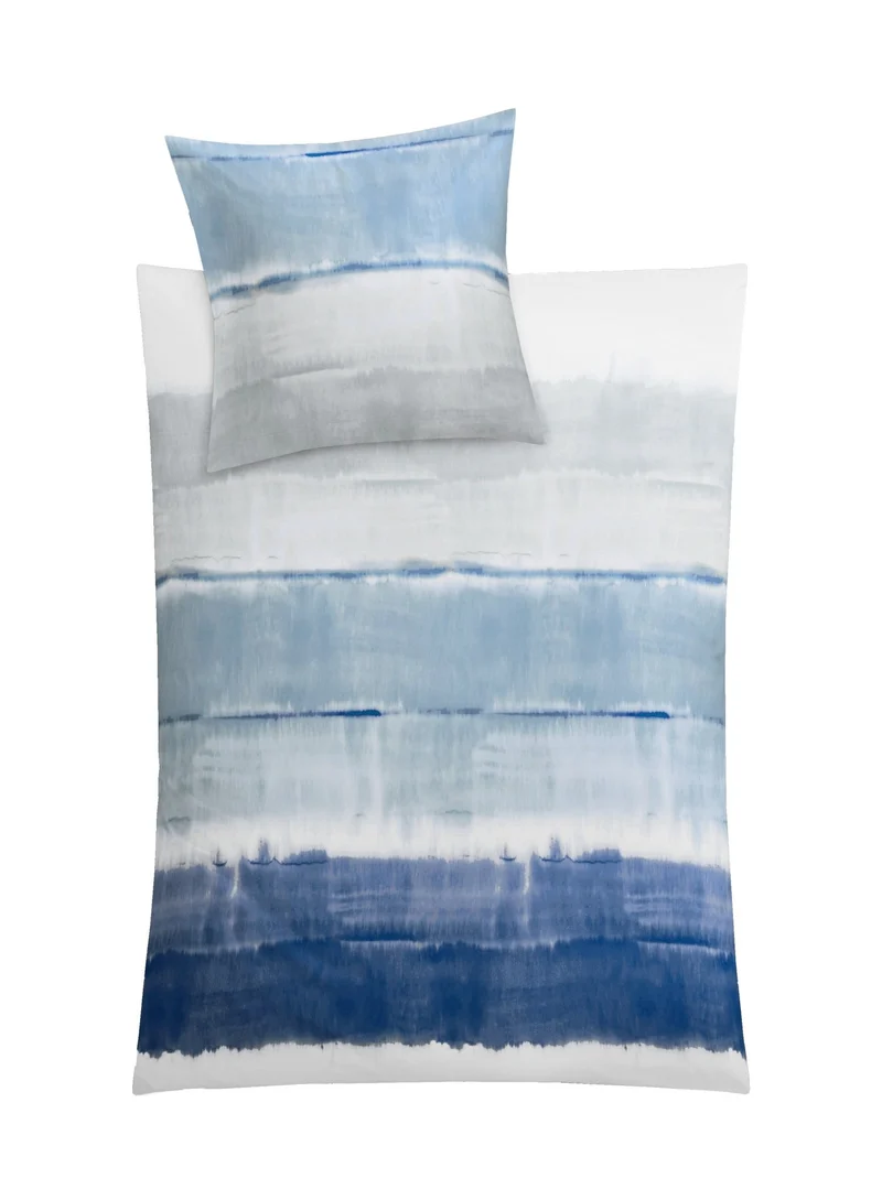 Bettwäsche Satin LONG BEACH Taubenblau 155 x 220 cm und 80 x 80 cm