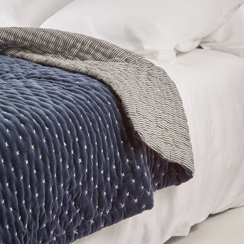 Couvre-lit matelassé MALO bleu nuit