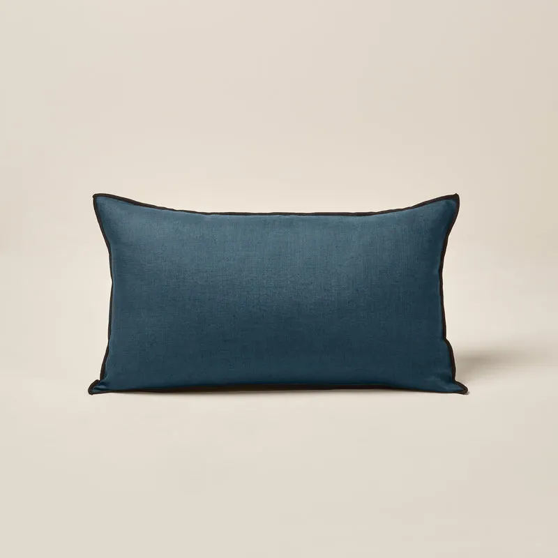 Housse de coussin CARLINA pétrole et bourdon noir