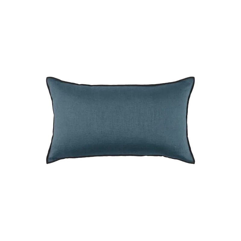 Housse de coussin CARLINA pétrole et bourdon noir
