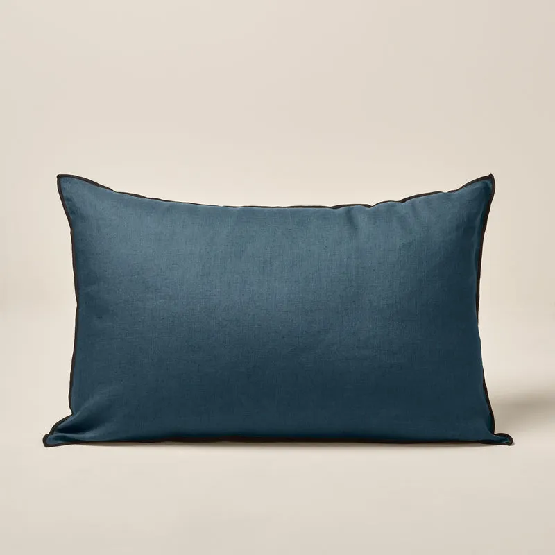 Housse de coussin CARLINA pétrole et bourdon noir