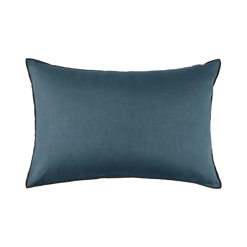 Housse de coussin CARLINA pétrole et bourdon noir