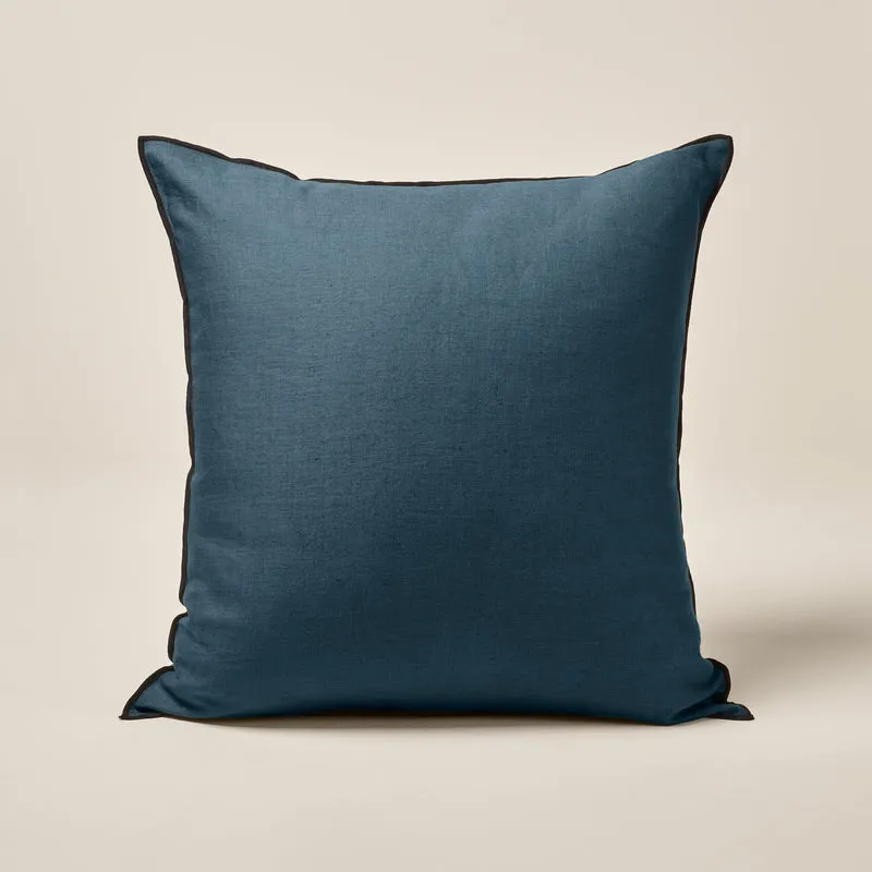 Housse de coussin CARLINA pétrole et bourdon noir