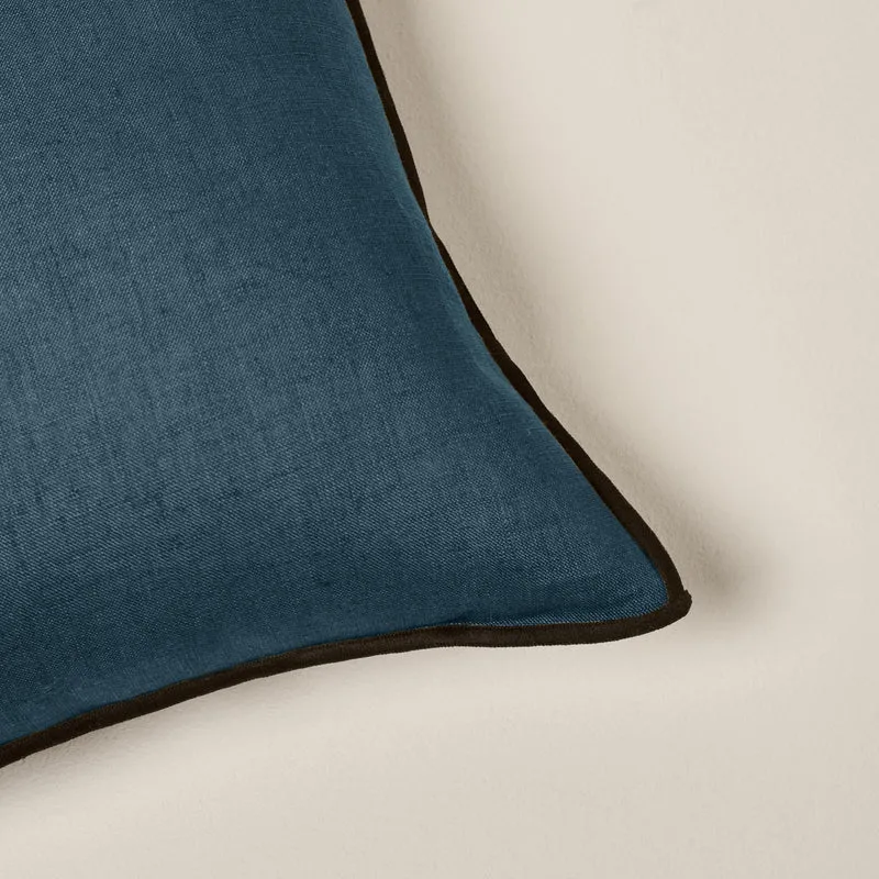 Housse de coussin CARLINA pétrole et bourdon noir