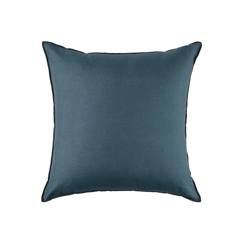 Housse de coussin CARLINA pétrole et bourdon noir