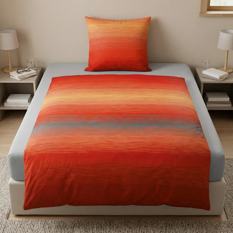 Bettwäsche Satin CHICAGO Paprika 155 x 220 cm und 80 x 80 cm