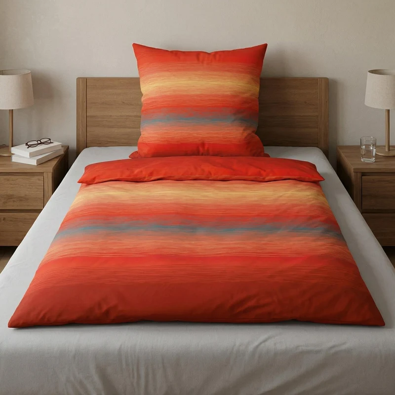 Bettwäsche Satin CHICAGO Paprika 135 x 200 cm und 80 x 80 cm