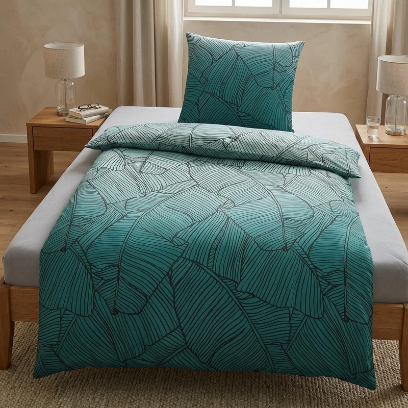 Bettwäsche Satin VERO Petrol 155 x 220 cm und 80 x 80 cm