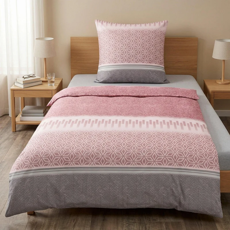 Bettwäsche Satin ESTRELLA Pastellrose 155 x 220 cm und 80 x 80 cm