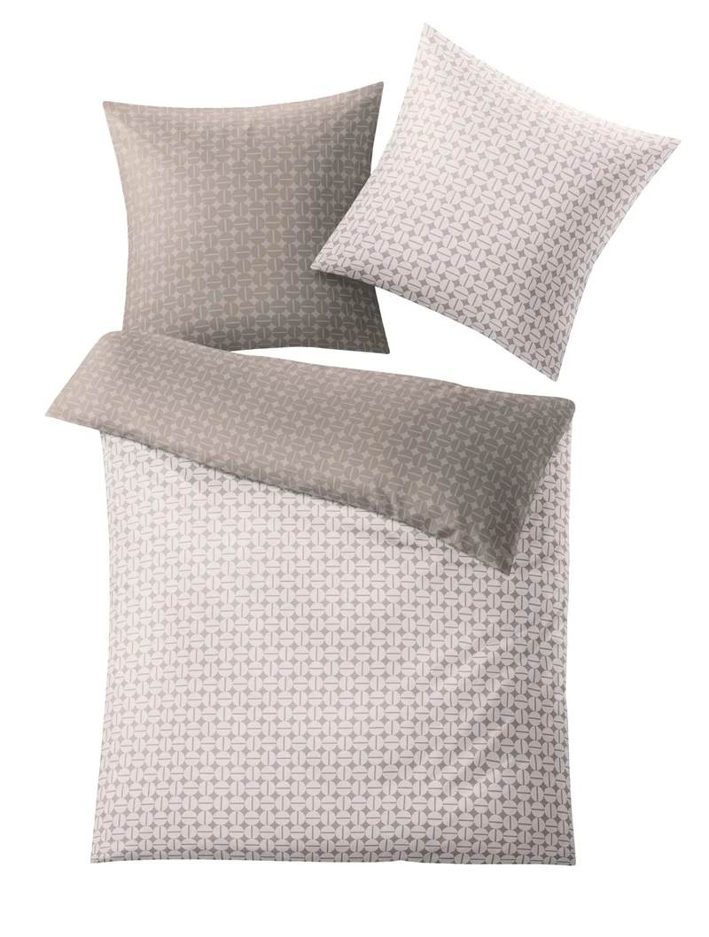 Bettwäsche Satin PUNTO Taupe 155 x 220 cm und 80 x 80 cm
