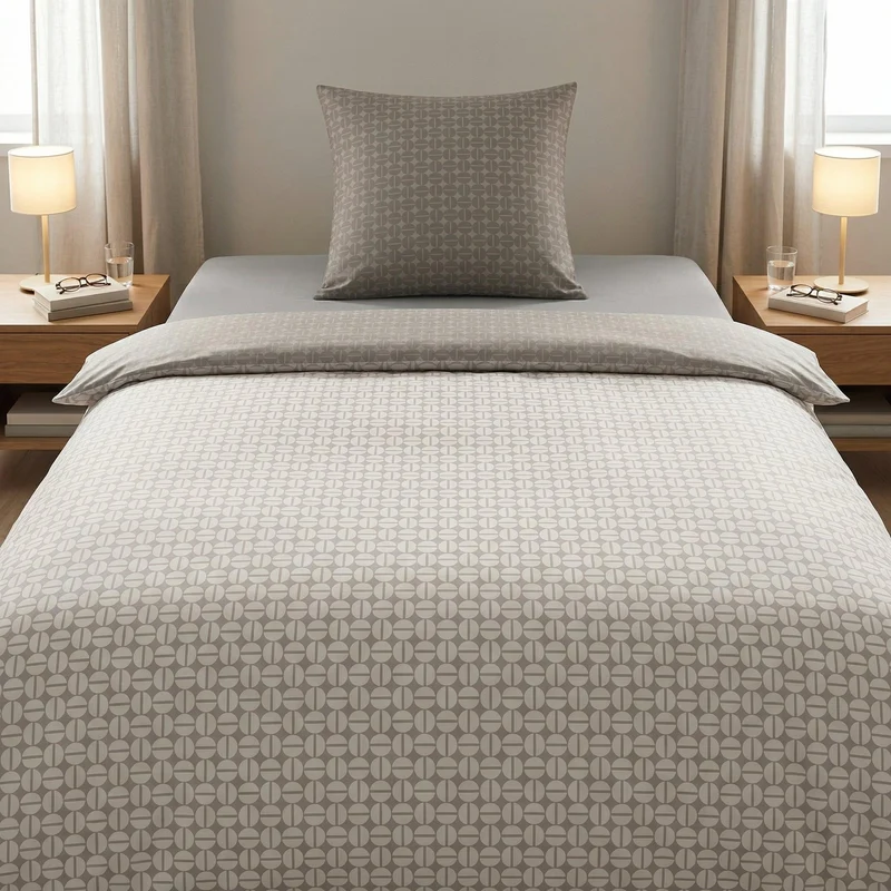 Bettwäsche Satin PUNTO Taupe 155 x 220 cm und 80 x 80 cm