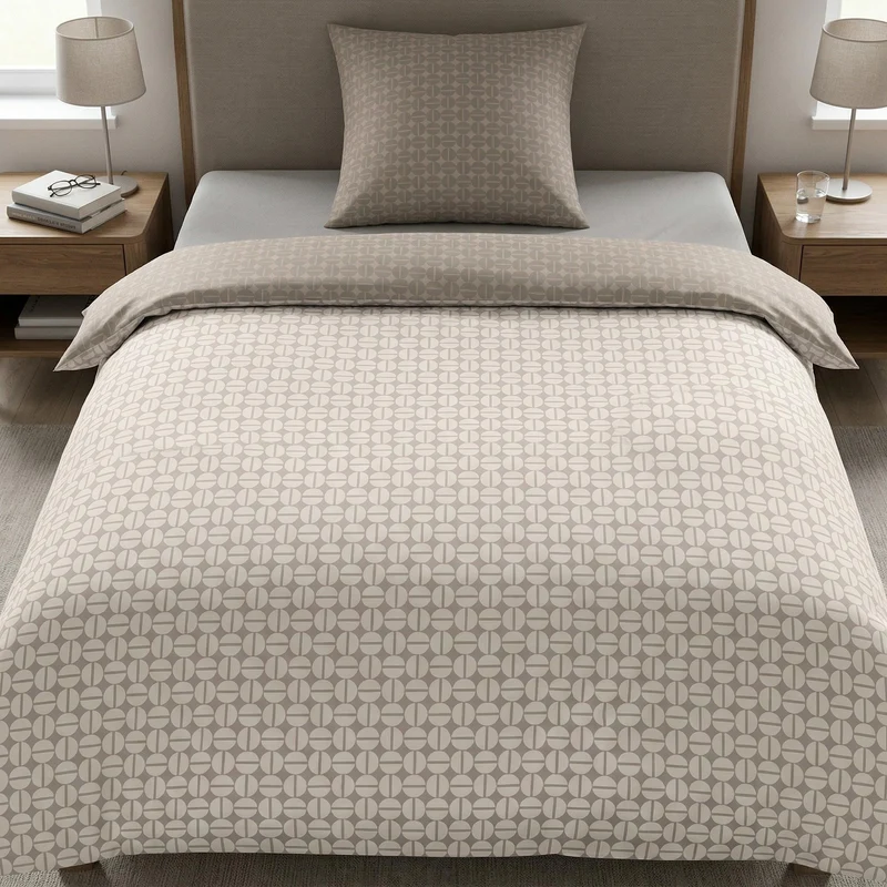 Bettwäsche Satin PUNTO Taupe 135 x 200 cm und 80 x 80 cm