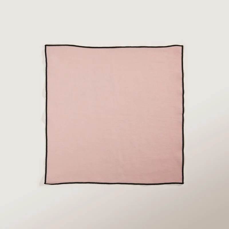 Serviette de table CARLINA rose poudré et bourdon noir