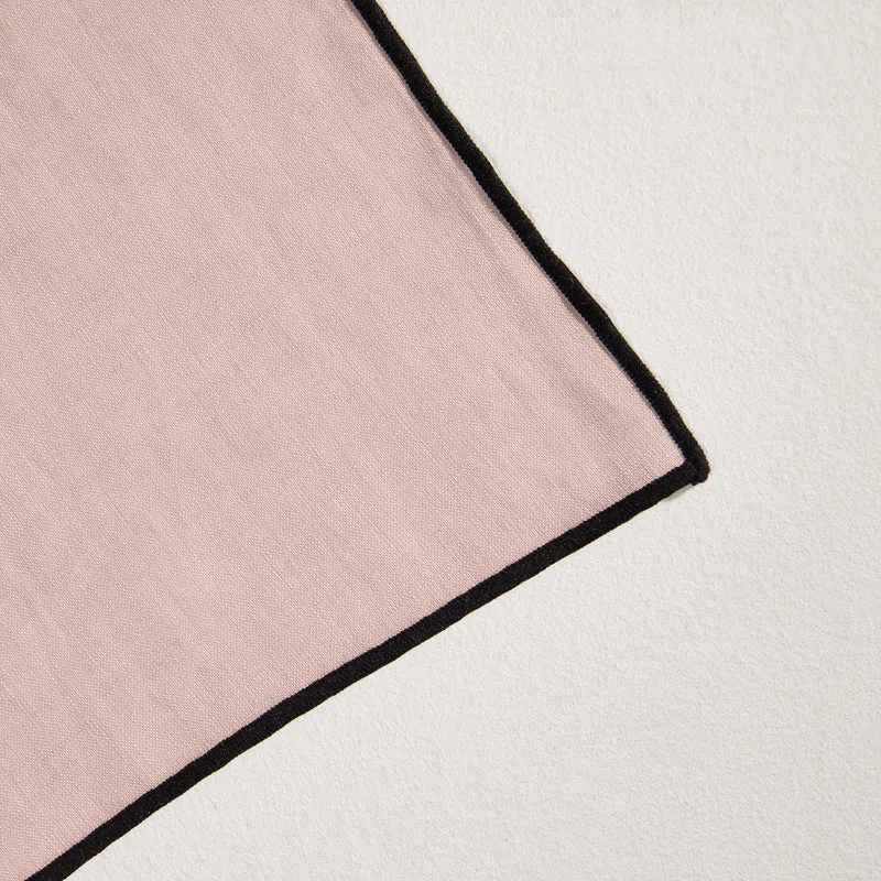 Serviette de table CARLINA rose poudré et bourdon noir