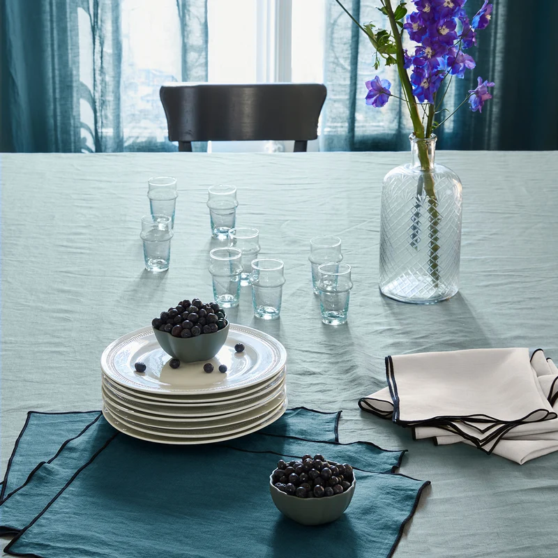 Serviette de table CARLINA calcaire et bourdon noir