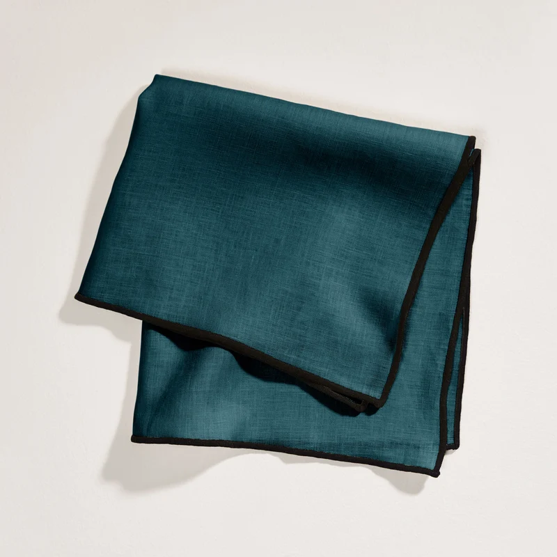 Serviette de table CARLINA pétrole et bourdon noir