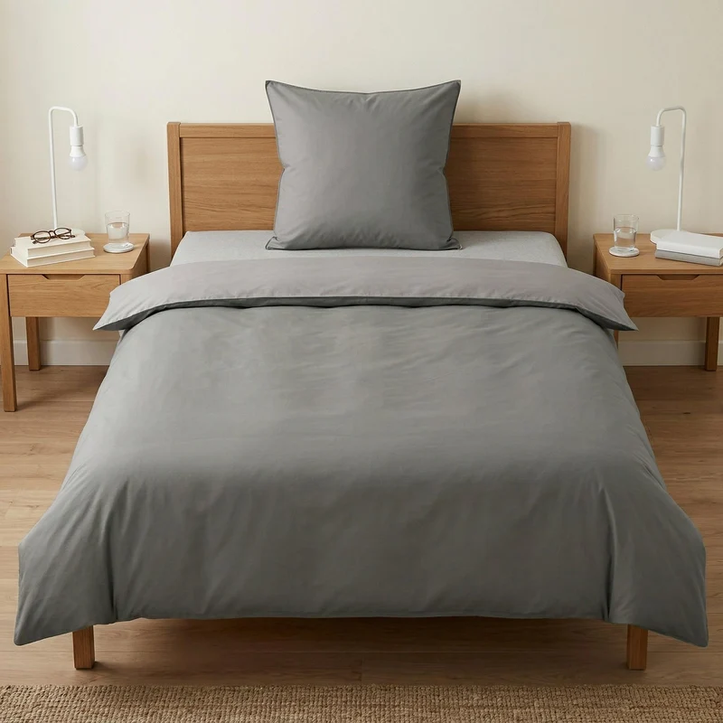 Bettwäsche Satin LINDA Silbergrau 155 x 220 cm und 80 x 80 cm