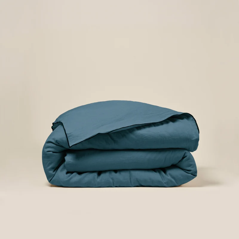 Housse de couette CARLINA pétrole et bourdon noir
