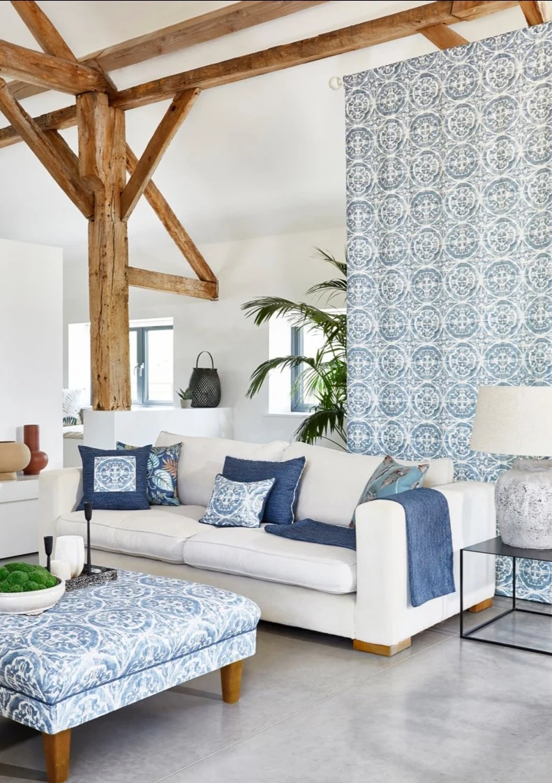 Polsterstoff Tile - azur