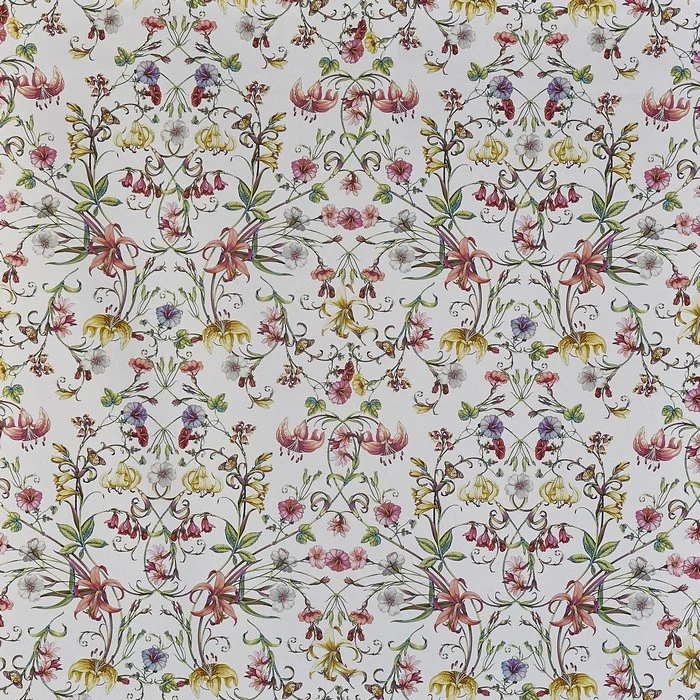 Baumwollstoff Blumenornament - rot