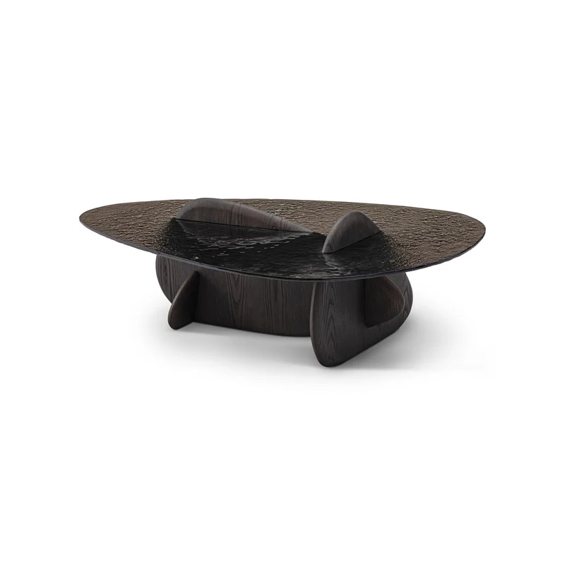 Casa Padrino Luxus Couchtisch Dunkelgrau / Grau 130 x 80 x H. 35 cm - Couchtisch mit Ulmenfurnier - Moderne Wohnzimmer Möbel - Luxus Qualität