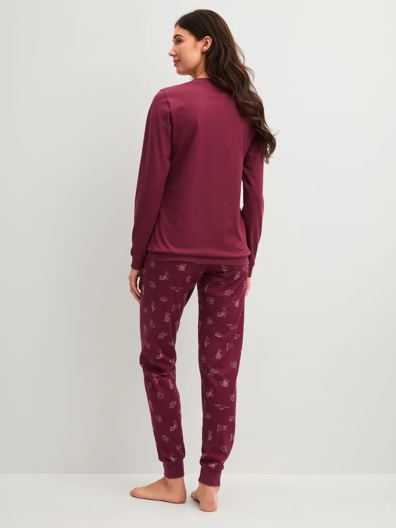 DAMEN Pyjama mit Bündchen