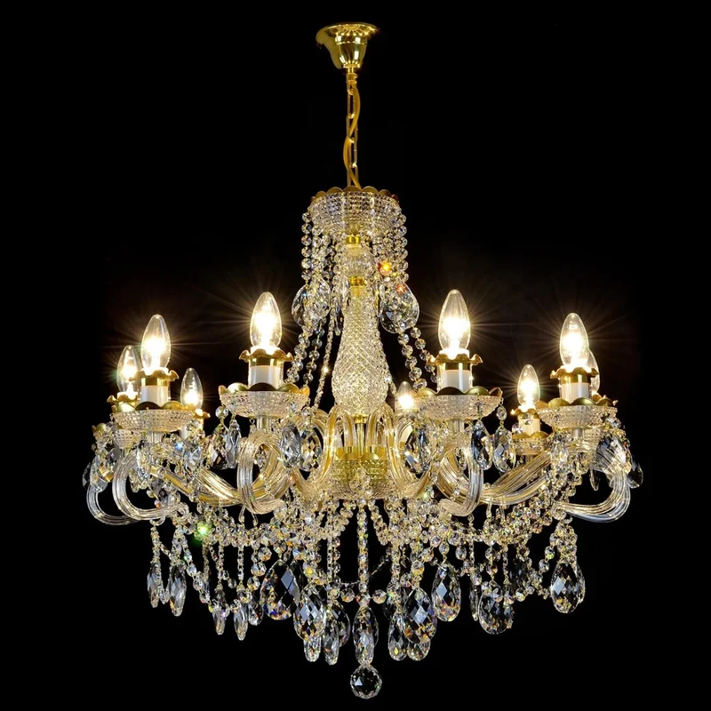 Casa Padrino Luxus Barock Kristall Kronleuchter Gold Ø 75 x H. 69 cm - Prunkvolle Messing Kronleuchter mit böhmischem Kristallglas - Barock Möbel - Edel & Prunkvoll