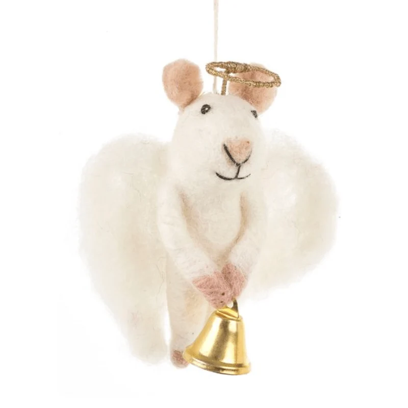 Handgefertige Angelica Maus Weihnachtsbaumschmuck aus Filz