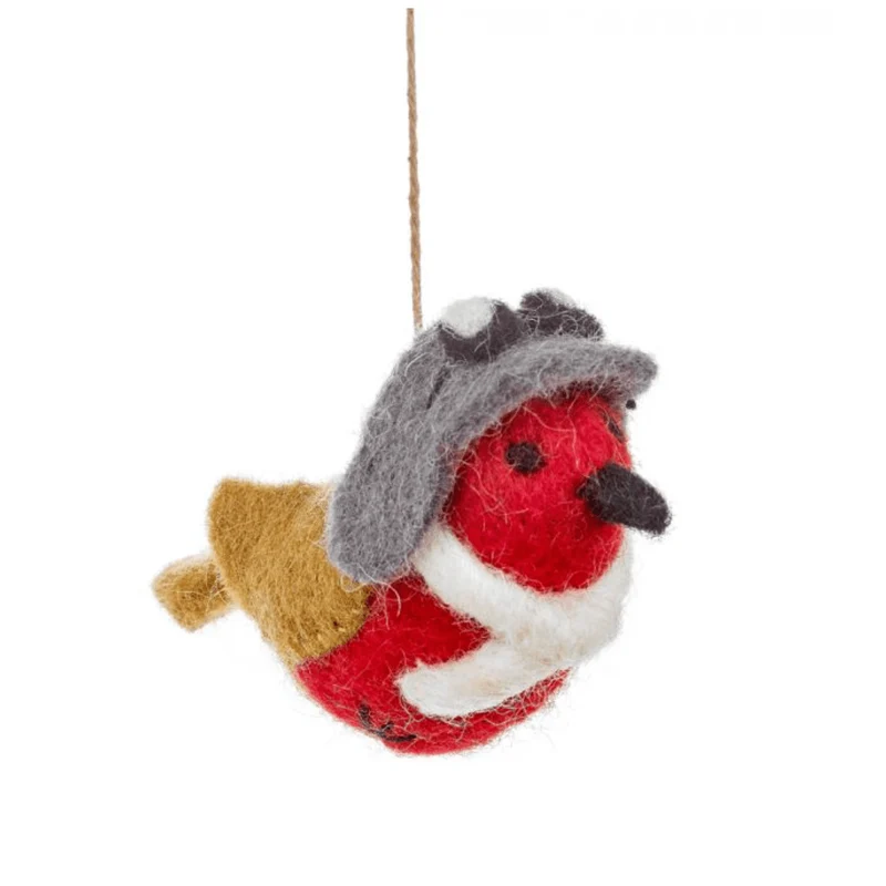 Flieger Robin Handgefertiger Weihnachtsbaumschmuck aus Filz