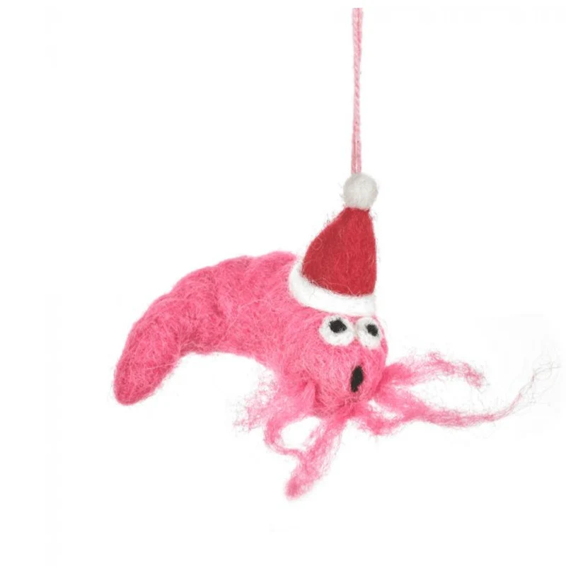 Garnele Shrimpy Weihnachtsbaumschmuck aus Filz
