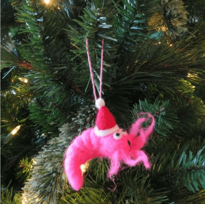 Garnele Shrimpy Weihnachtsbaumschmuck aus Filz