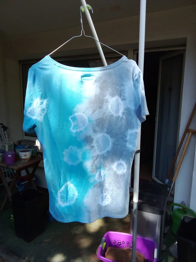 Blau Graues Damen Batik Shirt