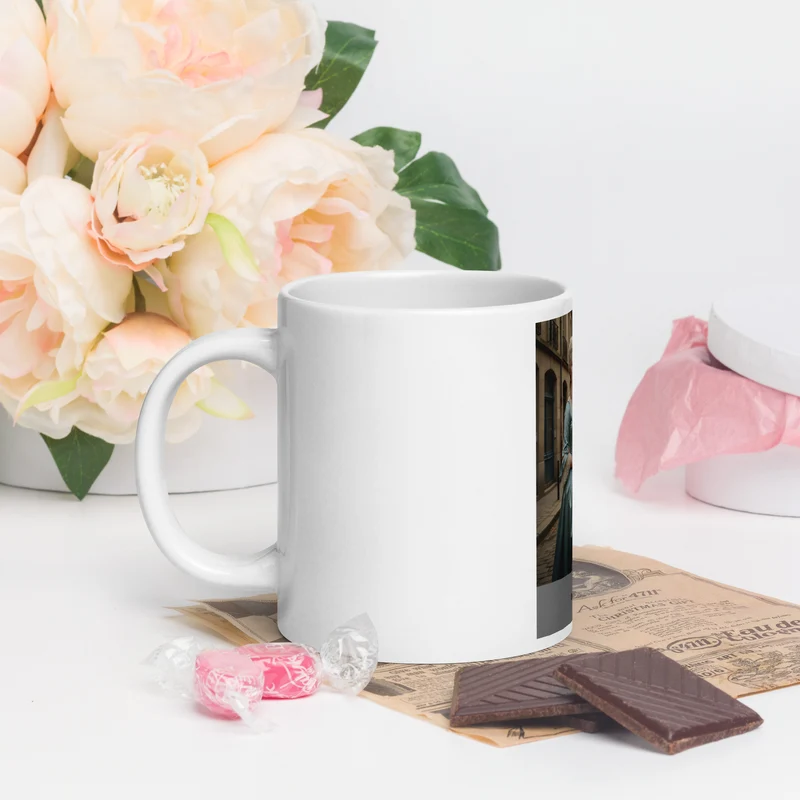 White glossy mug
