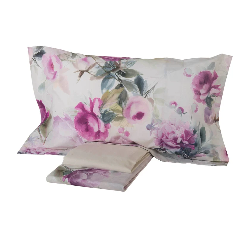 Completo Lenzuola in Percalle Moon-peony Mirabello Floreale