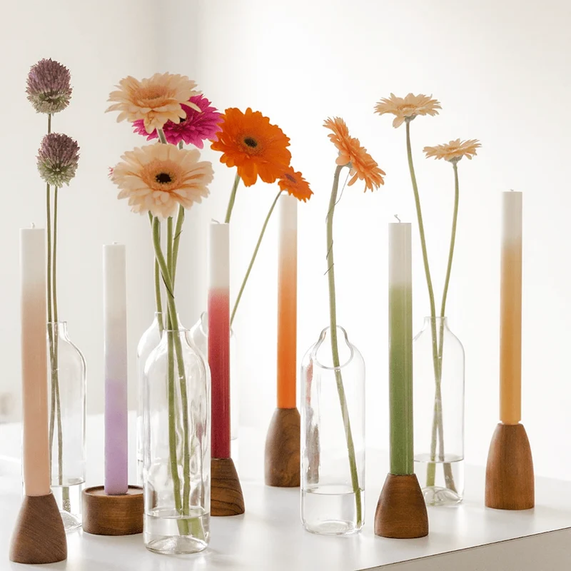 Kerzenständer Conical aus recyceltem Teakholz, Medium