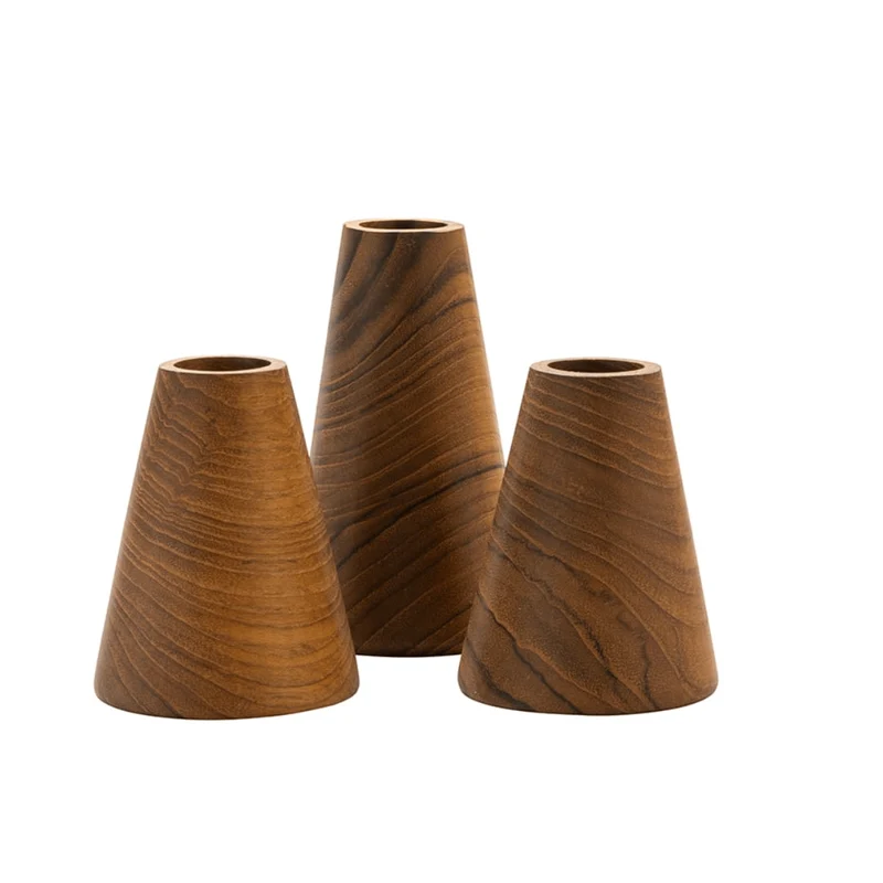 Kerzenständer Triangle aus recyceltem Teakholz, Large