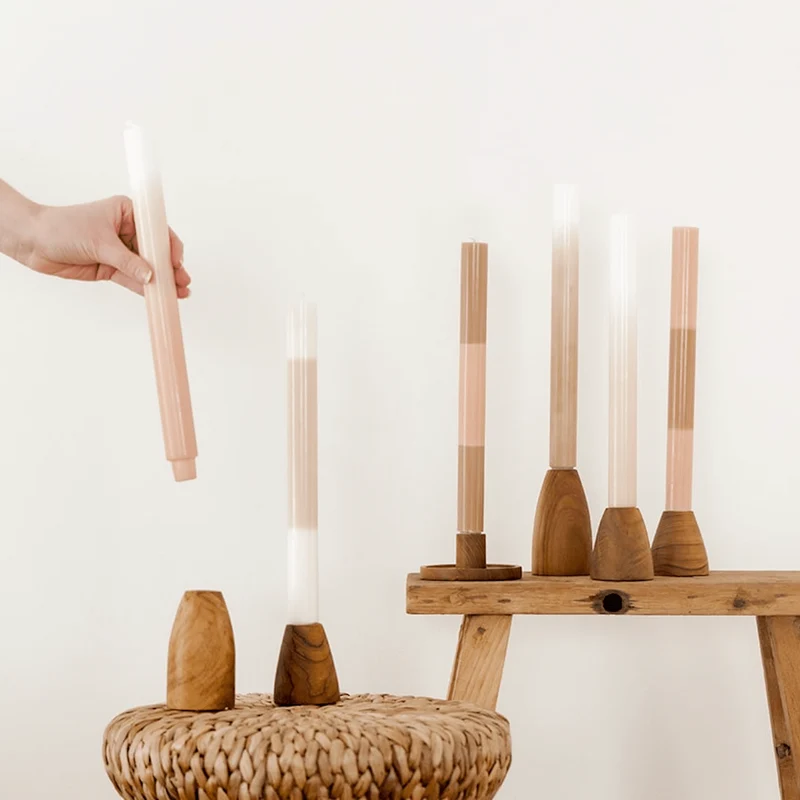Kerzenständer Triangle aus recyceltem Teakholz, Large