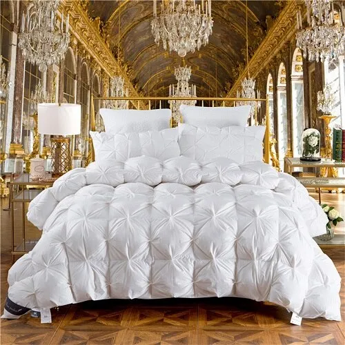 100% Goose Down Duvet 3D luxury quilted Quilt king queen full size Comforter Winter Thick Blanket Solid Color