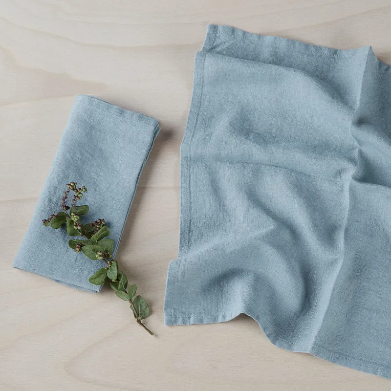 Leinen Servietten Grünblau im 4er Set