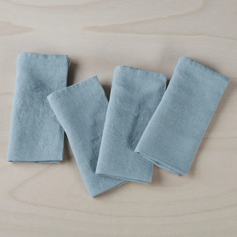 Leinen Servietten Grünblau im 4er Set