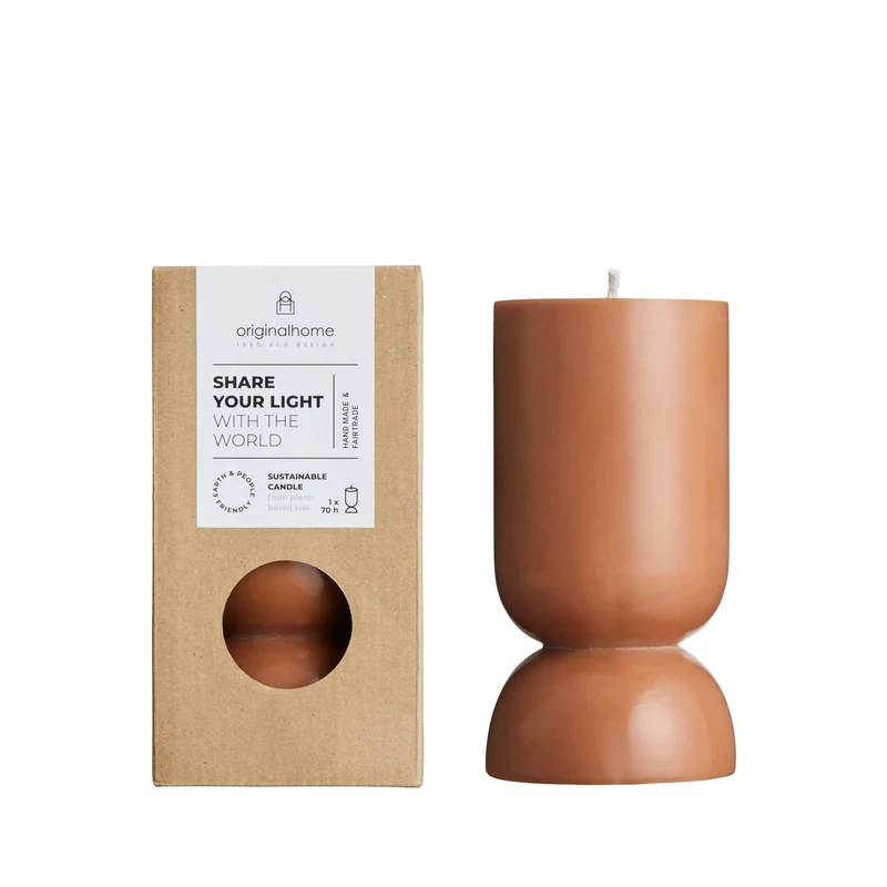 Stumpenkerze Organic S, Cognac, Originalhome