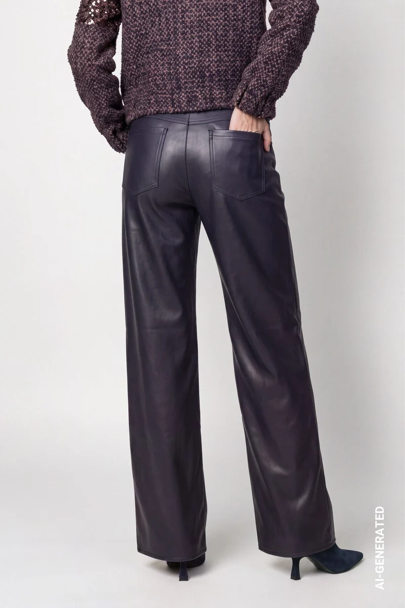 Kunstleder Wide-Leg-Hose
