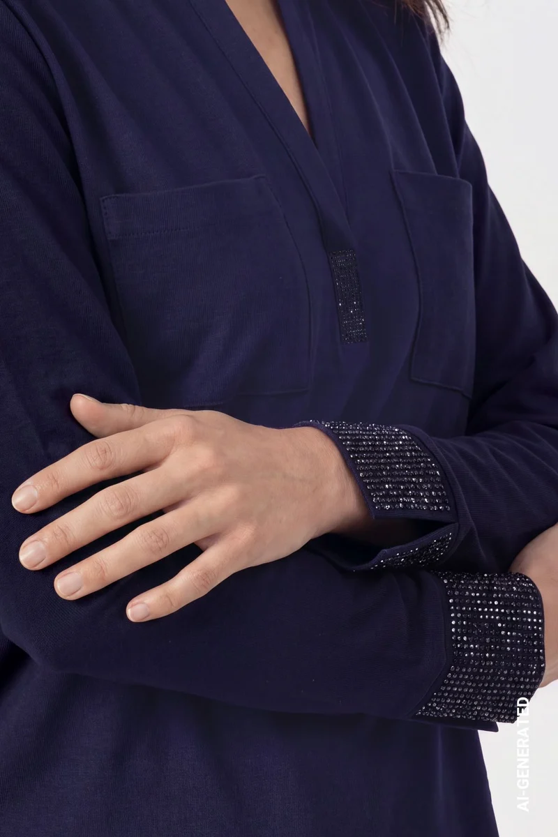 Shirtbluse mit Strasssteinen