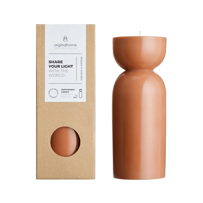 Stumpenkerze Organic M, Cognac, Originalhome