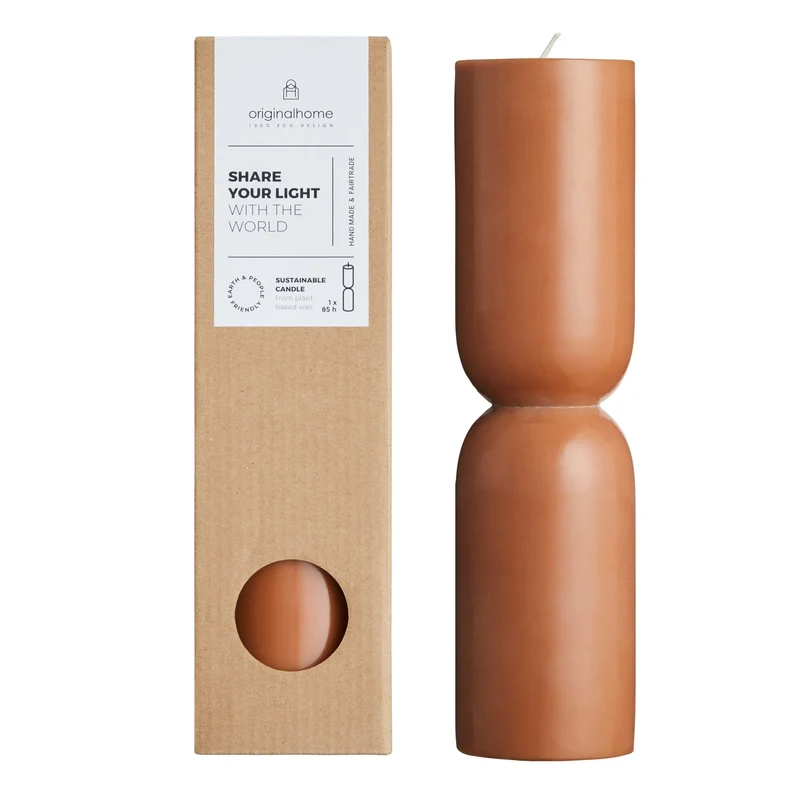 Stumpenkerze Organic L, Cognac, Originalhome