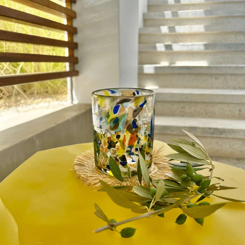 Große bunte Trinkgläser Terrazzo, 4er Set, mundgeblasen