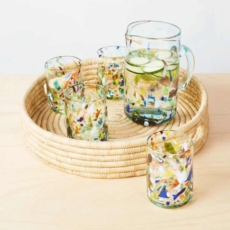 Große bunte Trinkgläser Terrazzo, 4er Set, mundgeblasen