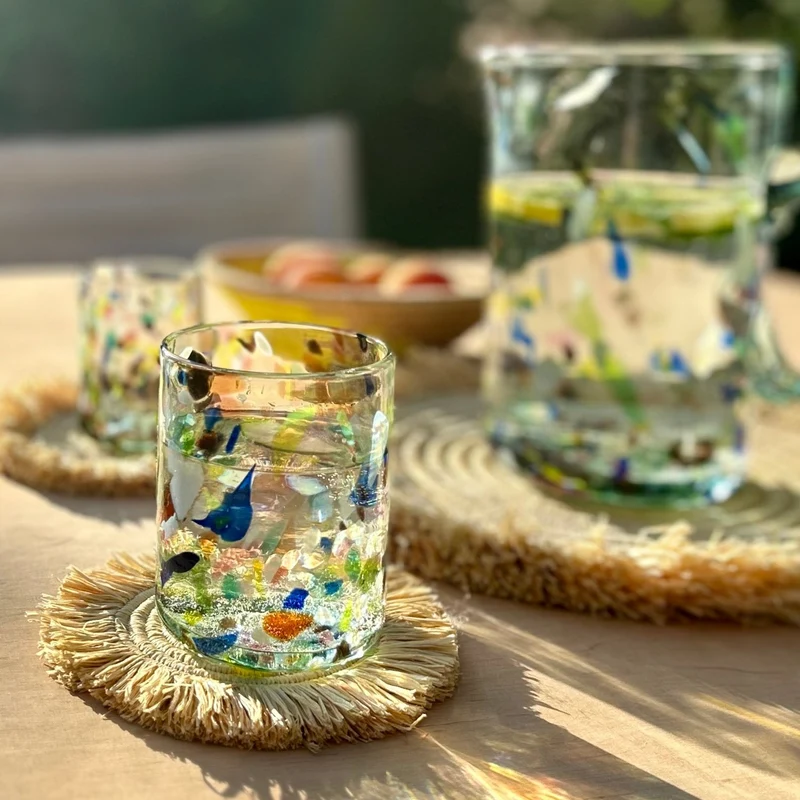 Bunte Glas Karaffe Terrazzo, mundgeblasen