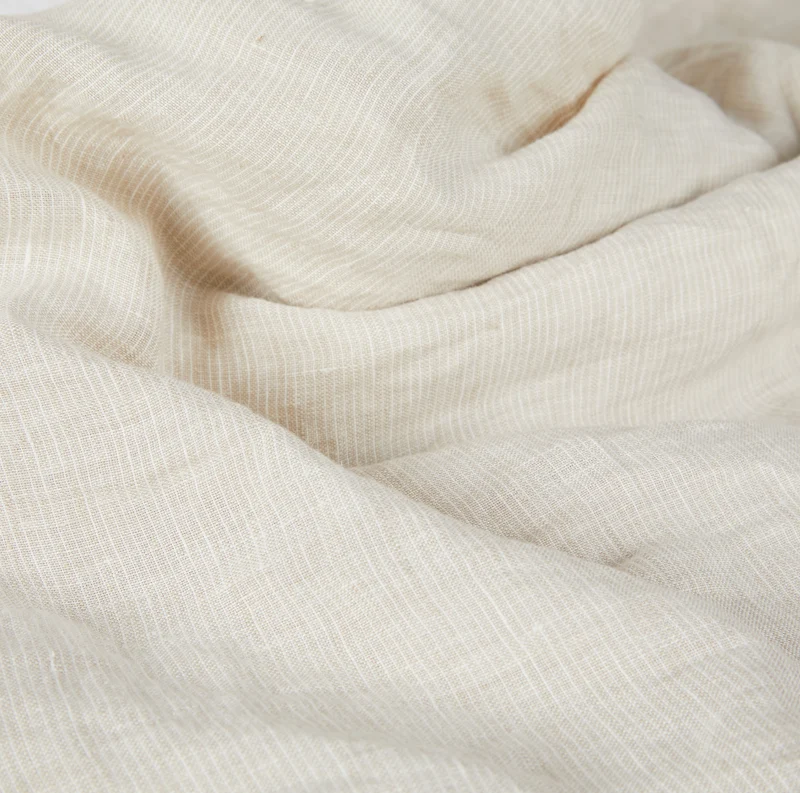 Leinen Spannbettlaken Beige Gestreift 90x200 ­­­­| 140x200 ­­­­| 160x200 ­­­­| 180x200